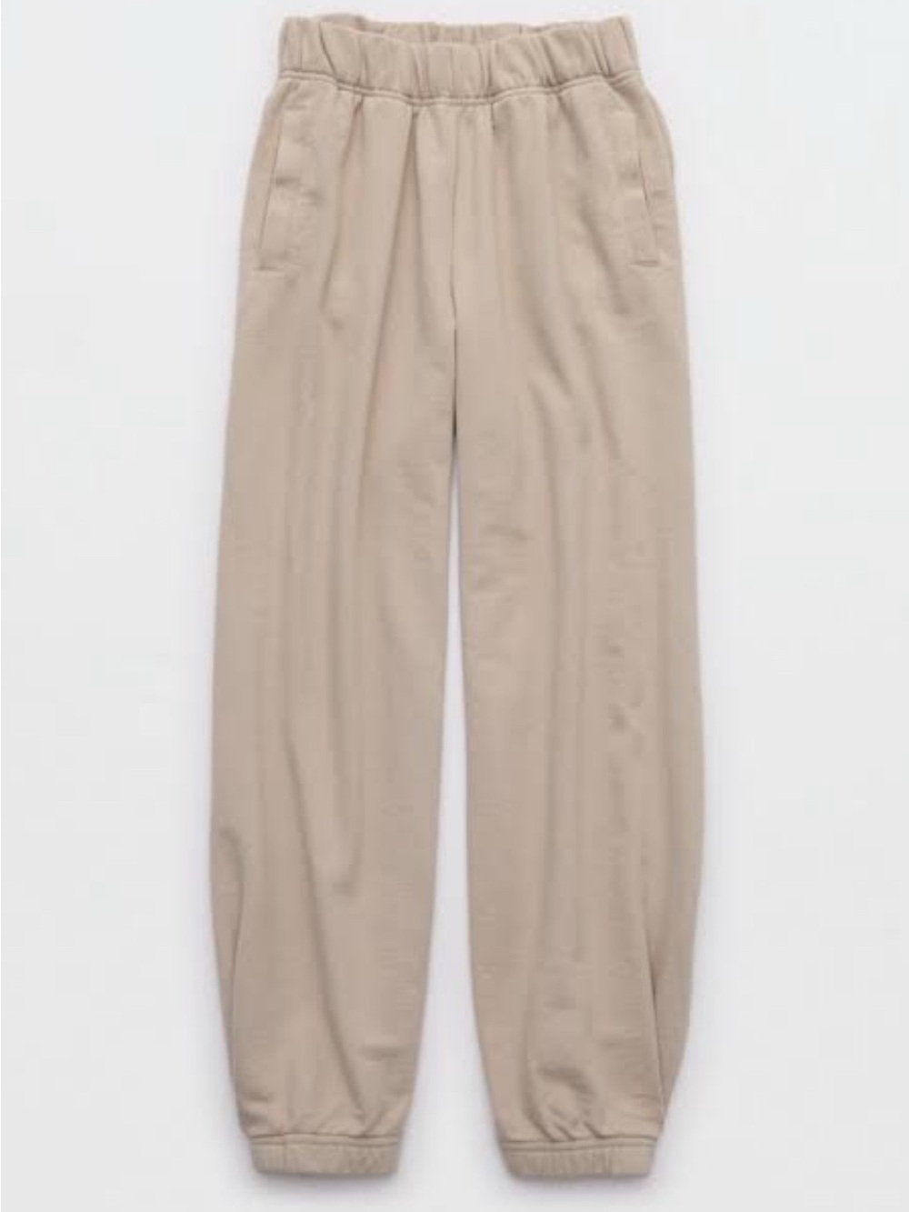 Aerie Beige Jet Setter Jogger with an Elastic-Waist - size large